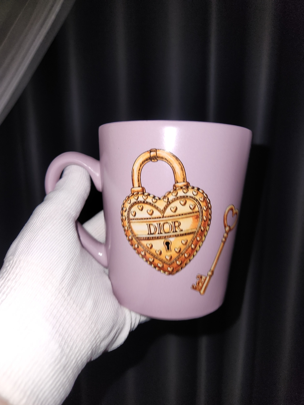 🔥Not Restock🔥 20 OZ Ceramic Coffee Mug Gold Heart Lock Lavender  Made In USA - Picture 7 of 7